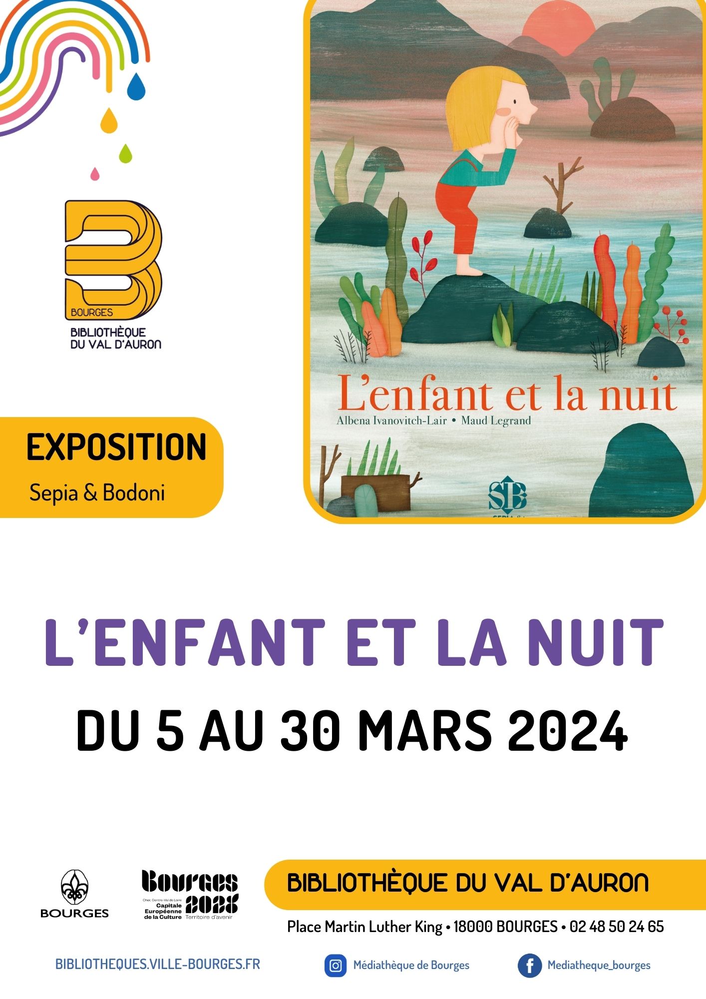 Programme de l'expo de la bibliothèque du Val d'Auron "L'enfant et la nuit"