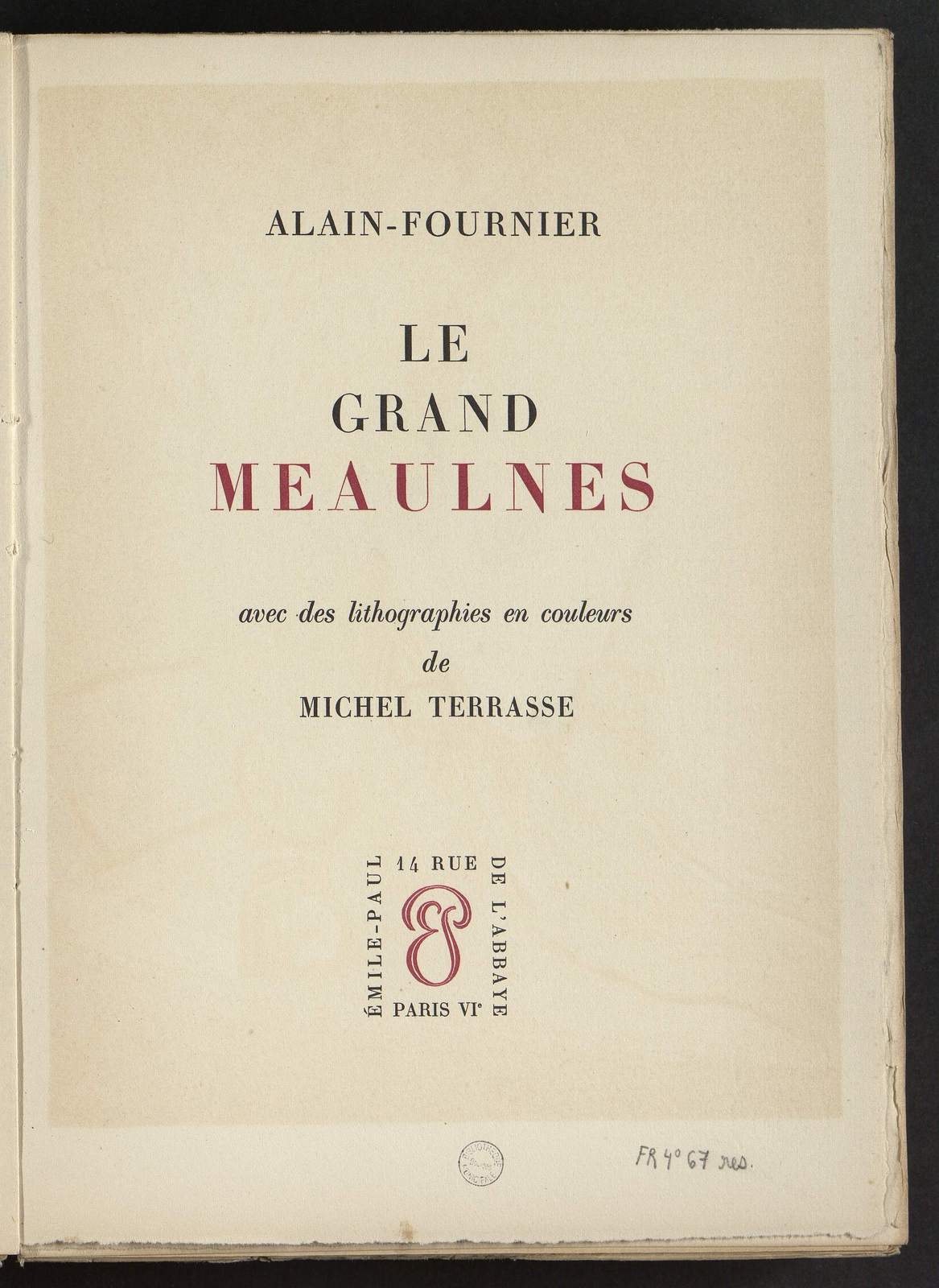 Le Grand Meaulnes, illustré par Michel Terrasse, Emile-Paul Frères, 1949