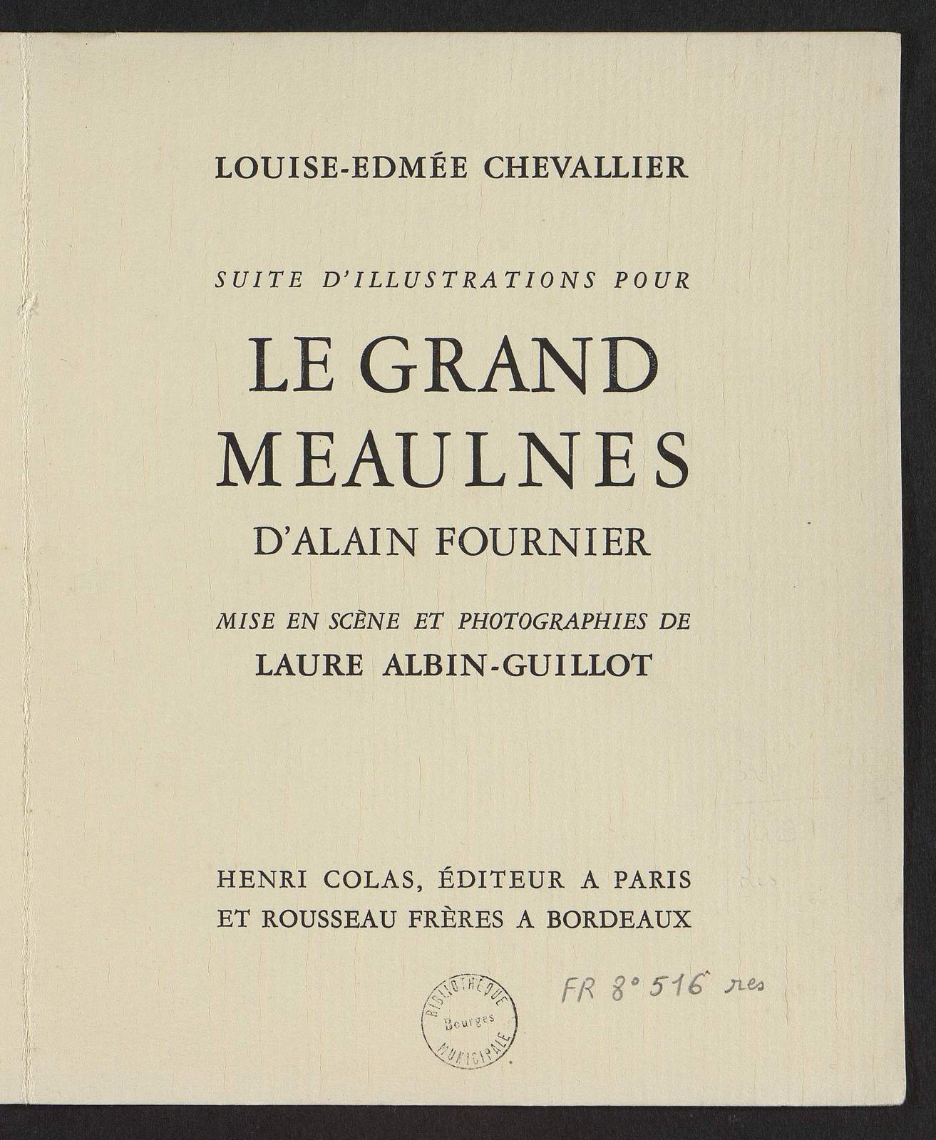 Suite d'illustrations pour Le Grand Meaulnes d'Alain-Fournier, par Louise-Edmée Chevallier, Henri Colas Rousseau Frères, 1944