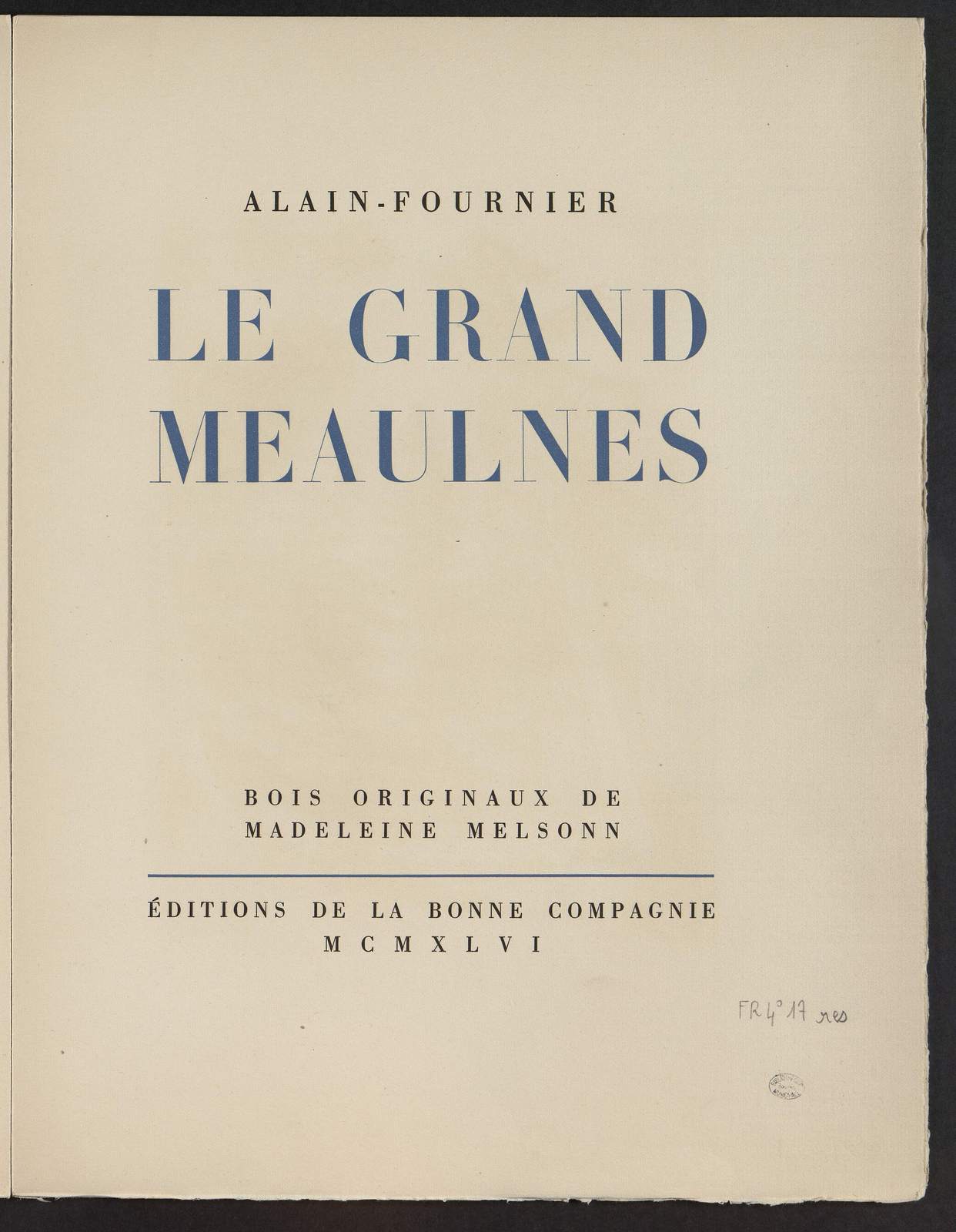 Le Grand Meaulnes, Le gilet de soie, illustré par Madeleine Melsonn, Editions de la Bonne Compagnie, 1946