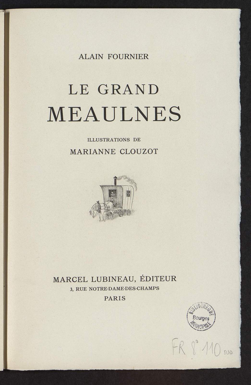 Le Grand Meaulnes, Le cahier de devoirs mensuels, illustré par Marianne Clouzot, Marcel Lubineau éditeur, 1949