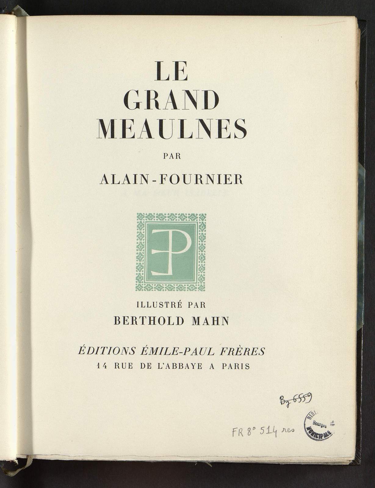 Le Grand Meaulnes, illustré par Berthold Mahn, Emile-Paul Frères, 1938