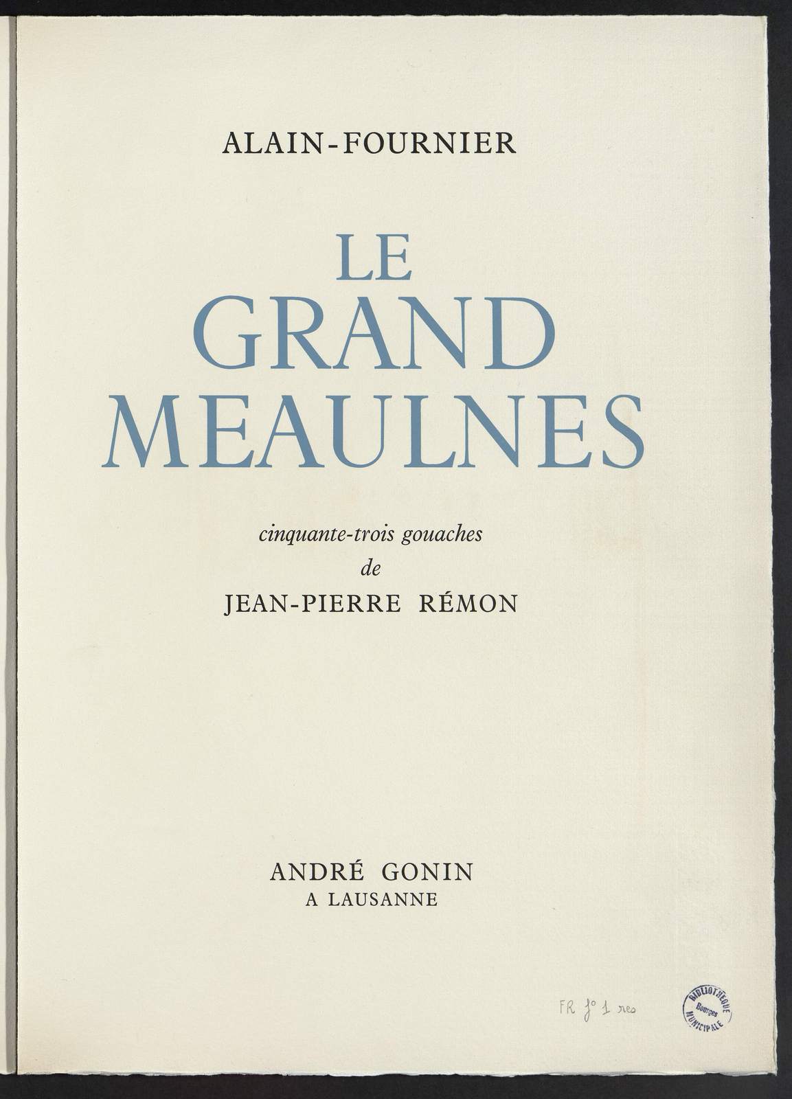 Le Grand Meaulnes, Une évasion, illustré par Jean-Pierre Rémon, André Gonnin, 1956