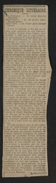 Chronique littéraire : Alain-Fournier (La Dépêche de l'Est, 2 décembre 1913)