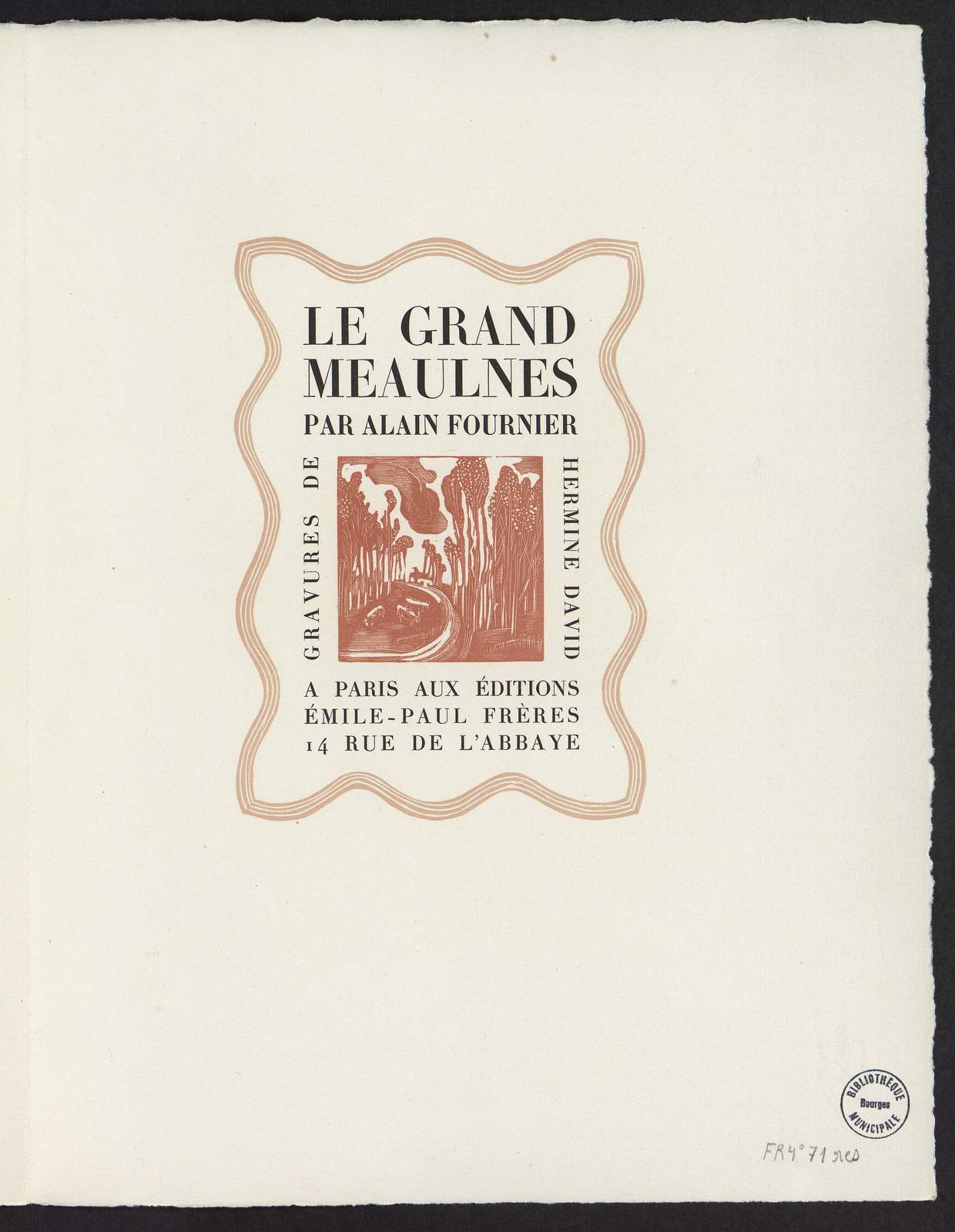 Le Grand Meaulnes, Le bohémien enlève son bandeau, illustré par Hermine David, Emile-Paul Frères, 1930